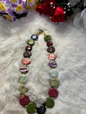 Collier multicolore vert en céramique
