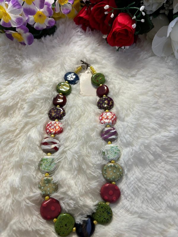 Collier multicolore vert en céramique