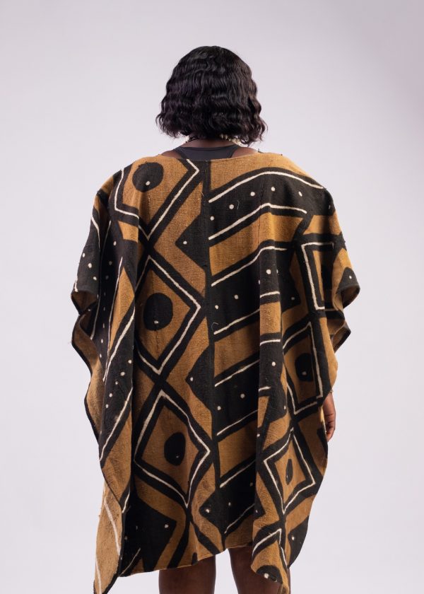 Pancho en bogolan  marron jaune/ taille unique – Image 4