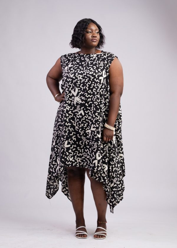 Robe fluide asymétrique en tissus taille 42-44 se porte ample – Image 4