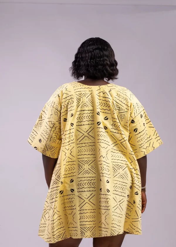 Robe 3/4 évasée  jaune en bogolan – Image 4