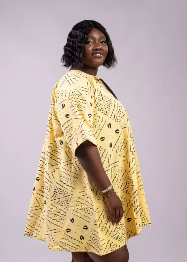 Robe 3/4 évasée  jaune en bogolan – Image 3