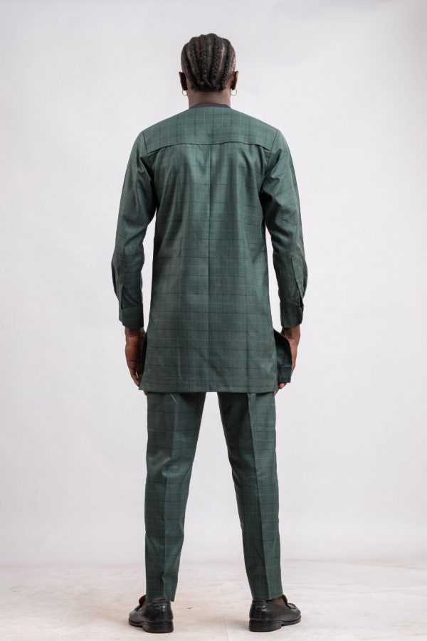 Ensemble homme en tissu vert foncé 100% coton / taille: 38 – Image 3