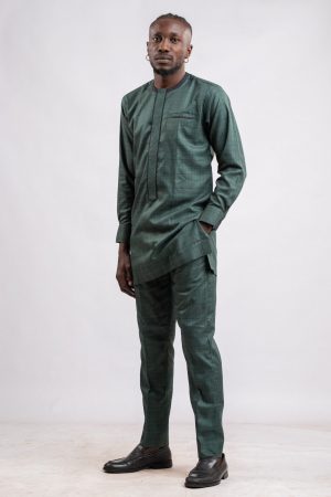 Ensemble homme en tissu vert foncé 100% coton / taille: 38
