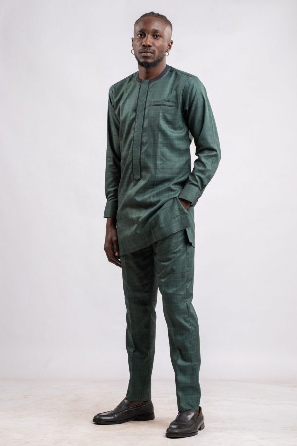 Ensemble homme en tissu vert foncé 100% coton / taille: 38