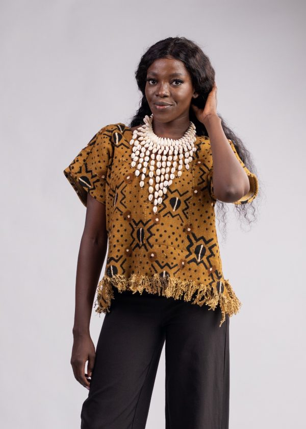 Haut en bogolan marron noir /  taille: 36-38 – Image 4
