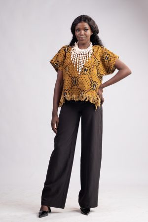 Haut en bogolan marron noir /  taille: 36-38