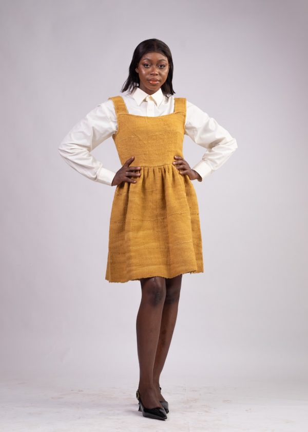 Robes jaune 3/4 en pagne tissé 100% coton / taille: 38 – Image 5