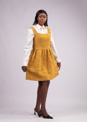 Robes jaune 3/4 en pagne tissé 100% coton / taille: 38