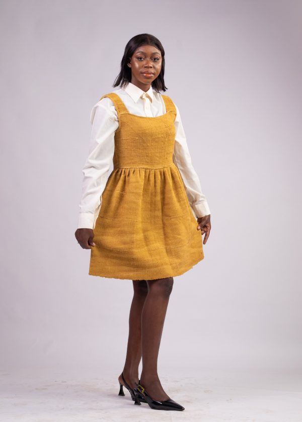 Robes jaune 3/4 en pagne tissé 100% coton / taille: 38