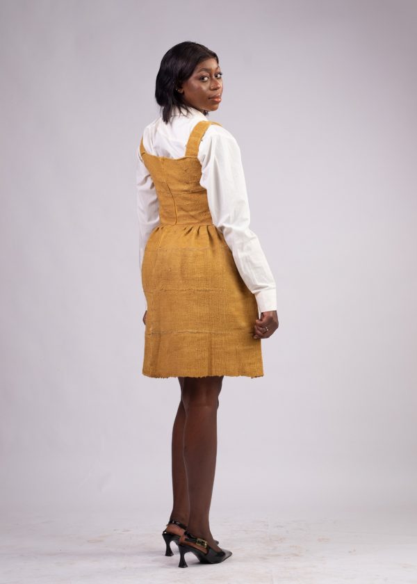 Robes jaune 3/4 en pagne tissé 100% coton / taille: 38 – Image 3