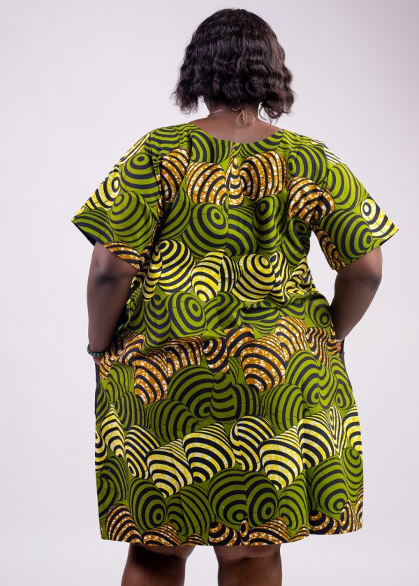 Robe 3/4 verte en wax / taille 42-44 – Image 5