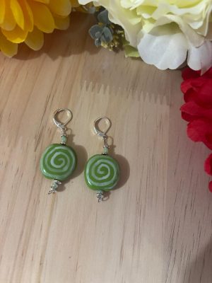 Boucles d'oreilles en céramique vertes