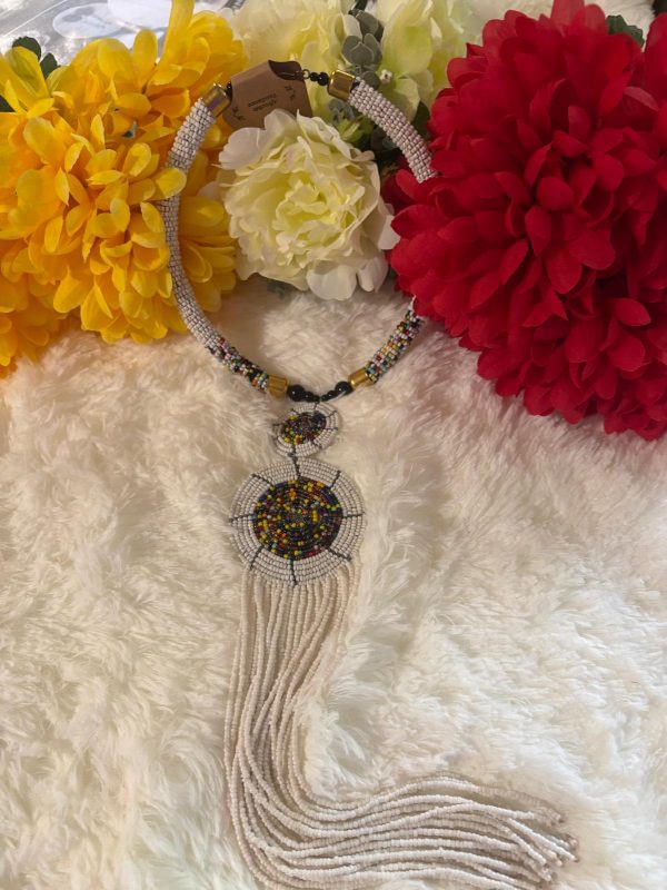 Collier princesse en perles de verre blanc longueur 52cm – Image 6