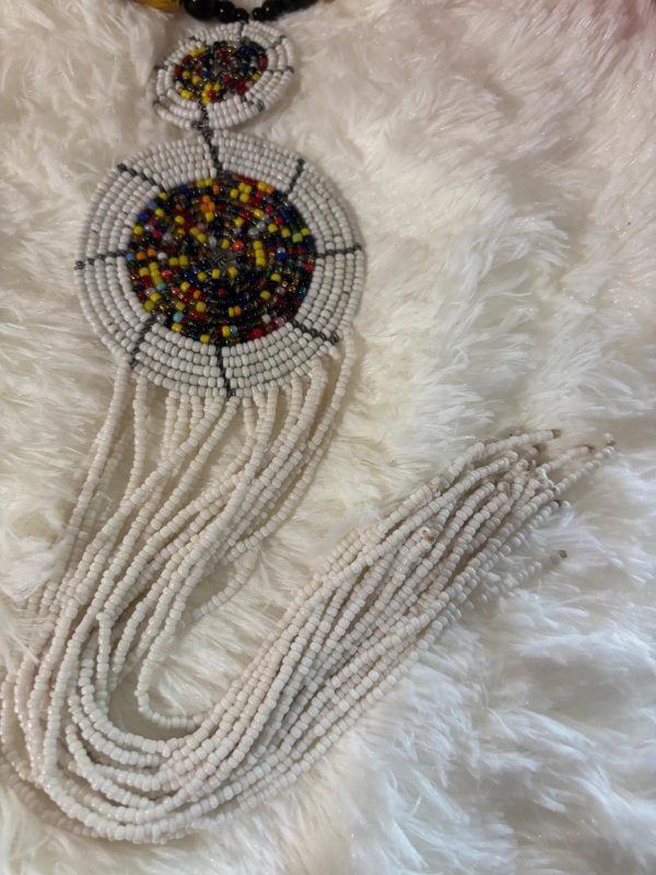 Collier princesse en perles de verre blanc longueur 52cm – Image 2