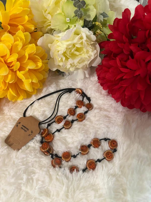 Sautoir en céramique marron, taille ajustable, chic et tendance – Image 5