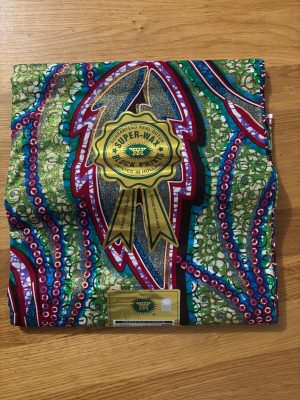 Super grand wax hollandais Vlisco 100% coton orné de paillettes vertes