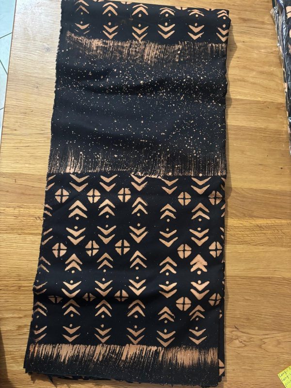 Bogolan 2 tons 100% coton noir marron 100%. Longueur 2.96m/ Largeur1.30m – Image 3