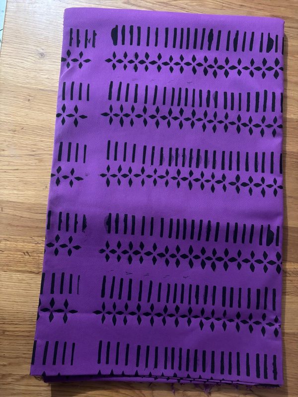 bogolan 100% en coton violet 100%. Longueur 2.45m /largeur 1.50m – Image 2