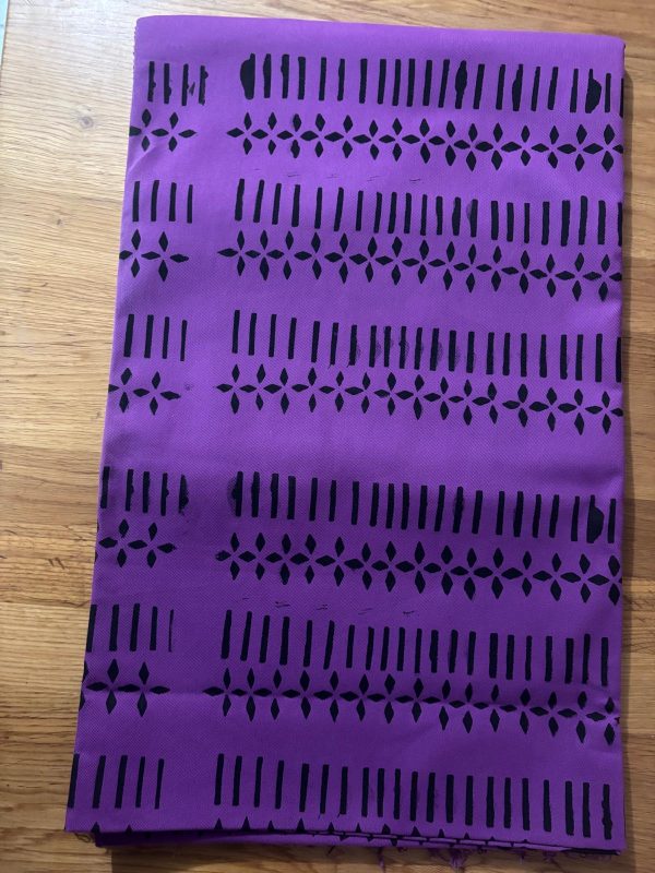 bogolan 100% en coton violet 100%. Longueur 2.45m /largeur 1.50m – Image 3